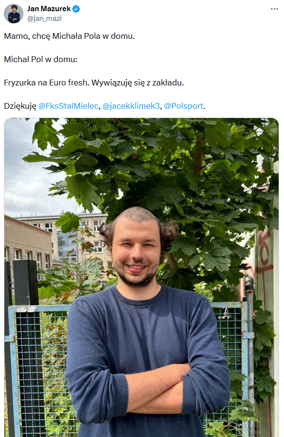 Dziennikarz Weszło wywiązał się z zakładu i ZROBIŁ SOBIE FRYZURĘ NA MICHAŁA POLA xD